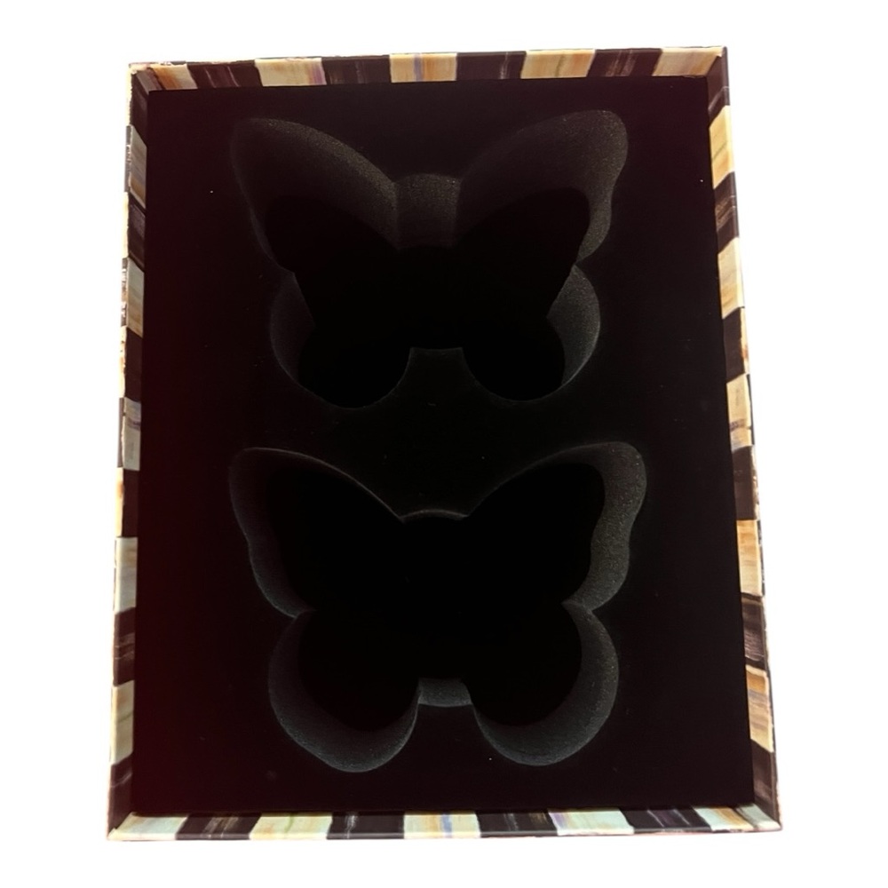 MacKenzie-Childs NWT, NIB Gorgeous Sterling Check Butterfly Candle Holders Set/2 - Picture 5 of 14